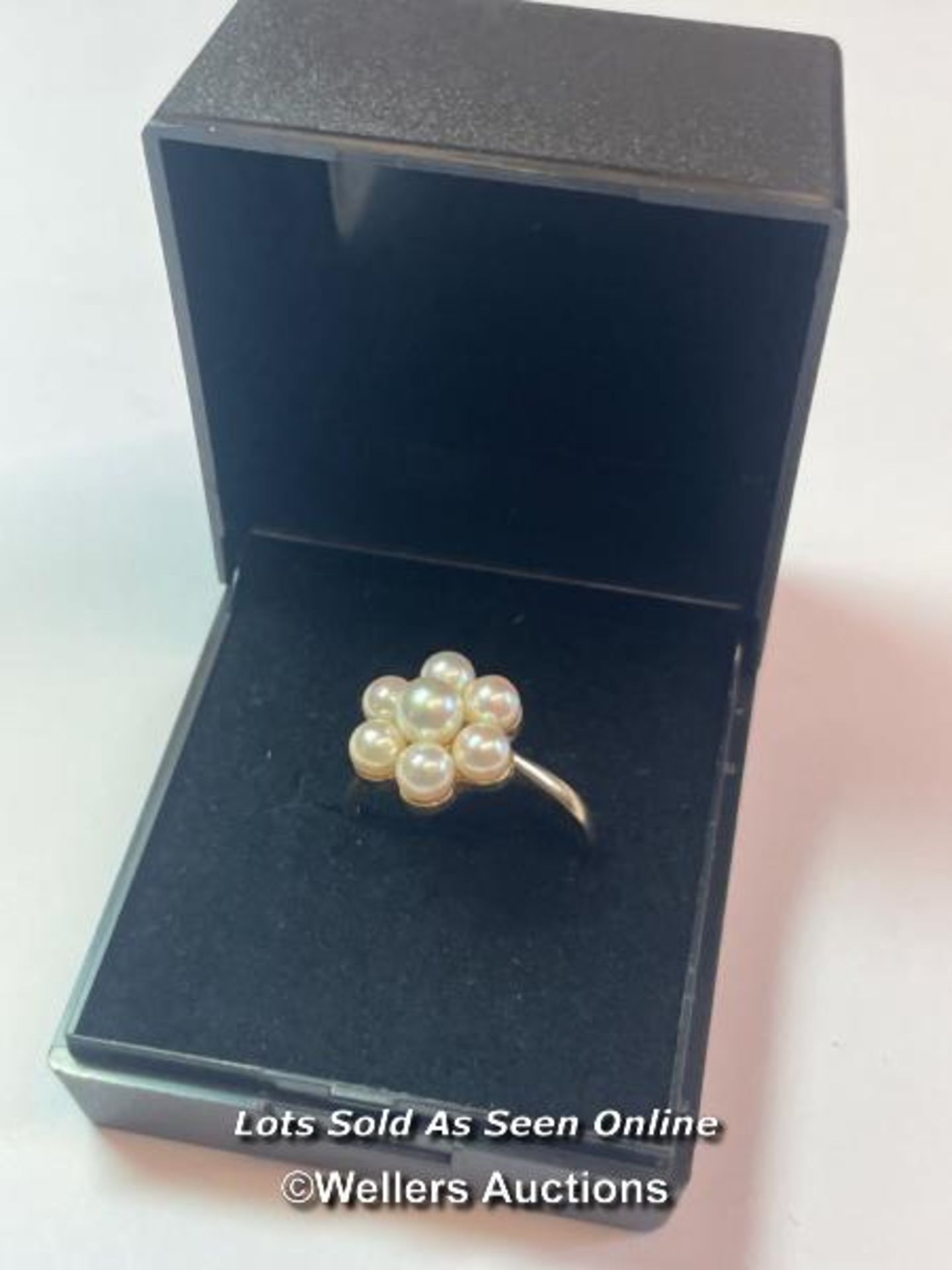 *9CT YELLOW GOLD PEARL CLUSTER RING SIZE M HALLMARKED / SF - Bild 5 aus 5