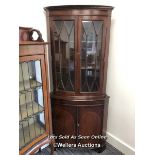 MAHOGANY CORNER DRINKS CUPBOARD, THREE INTERNAL SHELVES WITH ONE STORAGE SPACE UNDERNEATH