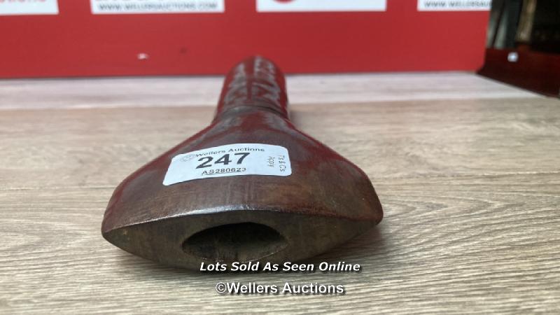 *POSSIBLY ANTIQUE ORIENTAL HEAVY HARDWOOD UNUSUAL SMOKING PIPE 21CM LONG - Image 2 of 2