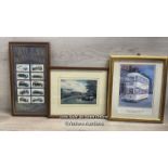 FRAMED WILLS CIGERETTE CARDS, DON BRECKON PRINT " PICNIC" AND FRAMED LIMITED EDITION PRINT "