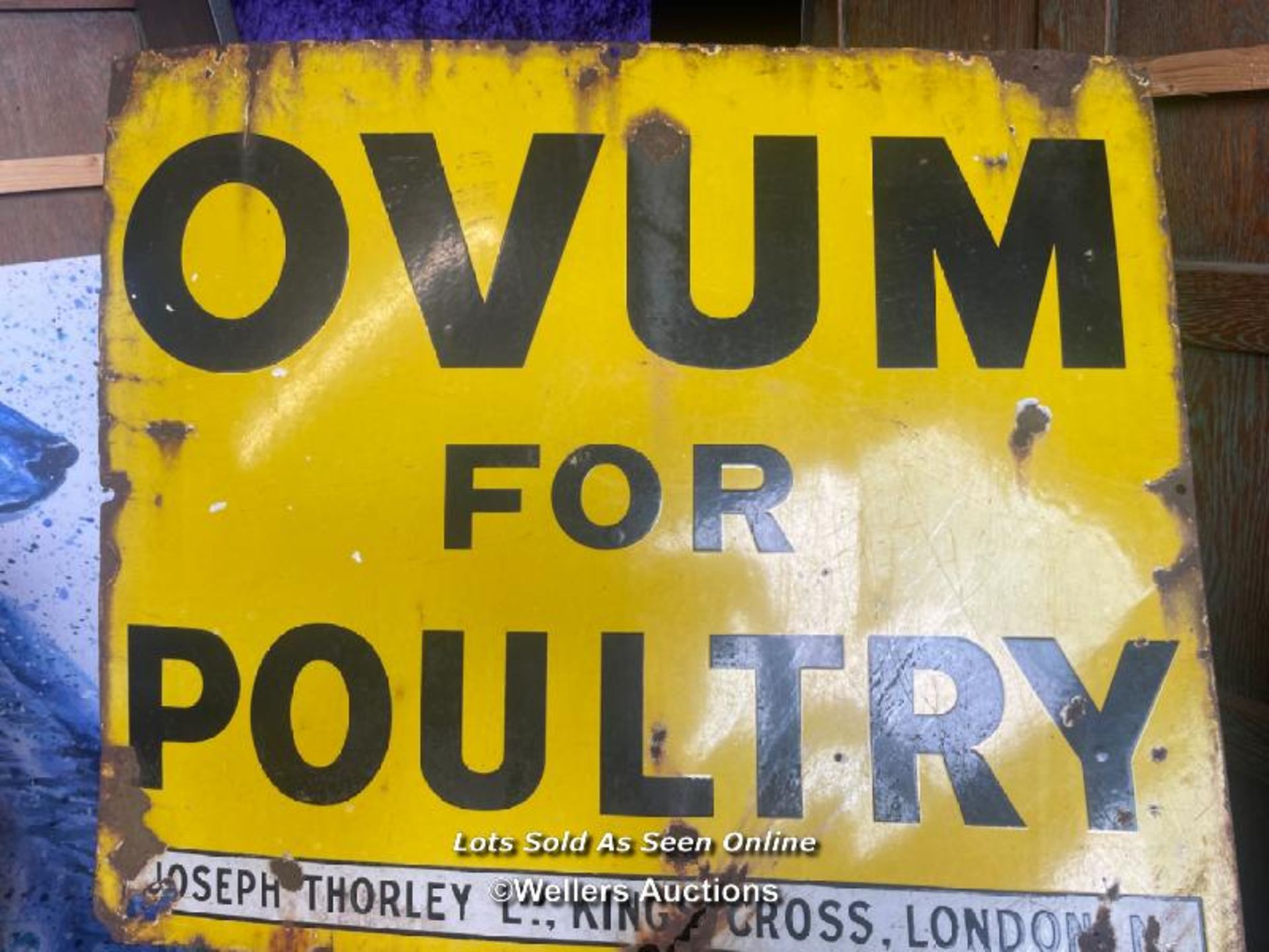VINTAGE METAL SIGN "OVUM FOR POULTRY", 81 X 68.5CM