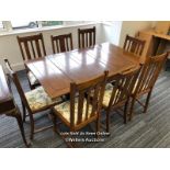 OAK EXTENDING DINING TABLE WITH EIGHT CHAIRS / COLLECTION LOCATION: GODALMING (GU6)