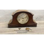 *ANTIQUE LARGE MAHOGANY DIMRA WESTMINSTER CHIME MANTLE CLOCK & PENDULUM, IN NEED OF RESTORATION