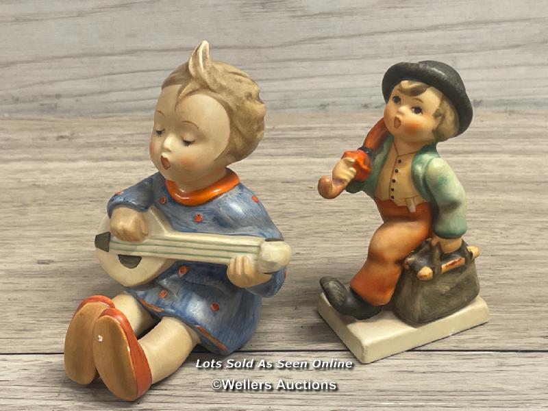 TWO GOEBEL HUMMEL FIGURES: MERRY WANDERER AND GIRL WITH BANJO