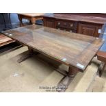 *GLASS TOPPED TABLE - 180CM L X 90CM W X 74CM H