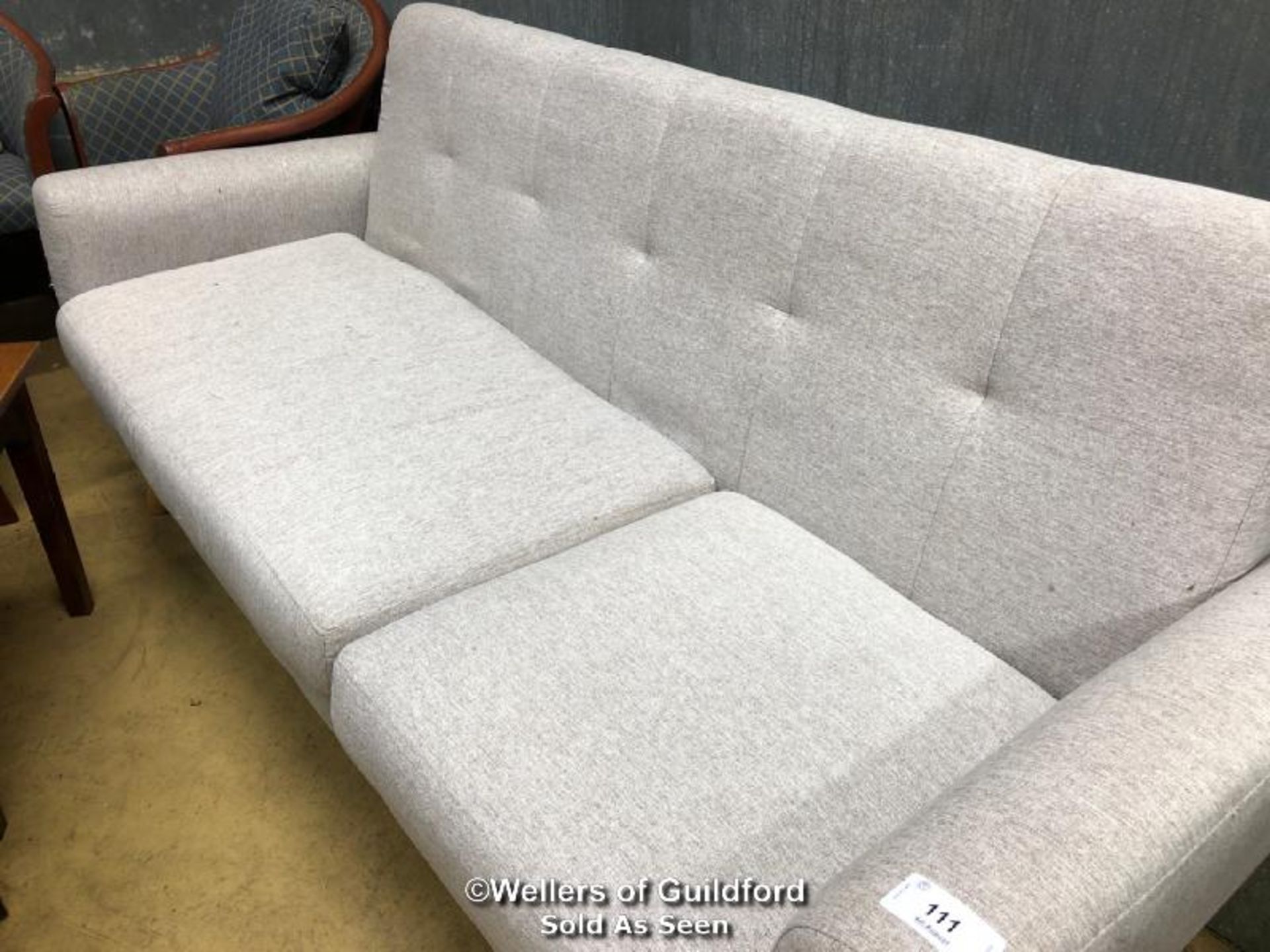 *GREY 3 SEATER SOFA - 193CM L X 76CM D X 90CM H - Image 2 of 2