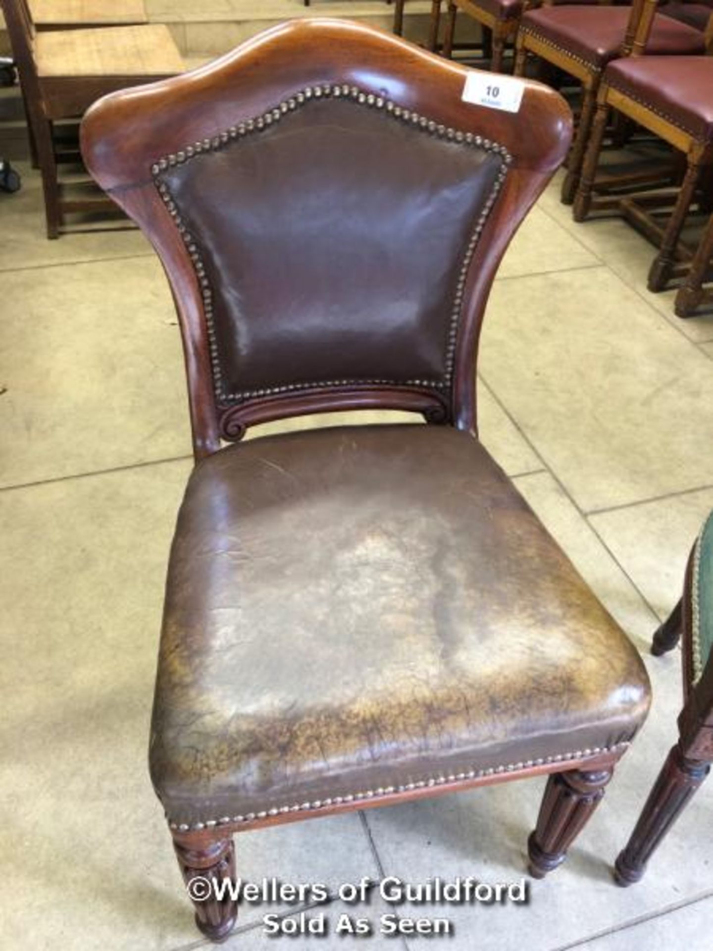 *BEDROOM CHAIR WITH LEATHER UPHOLSTERY AND ANOTHER - LARGEST 94.5CM H X 59.5CM W X 47CM D - Image 2 of 3