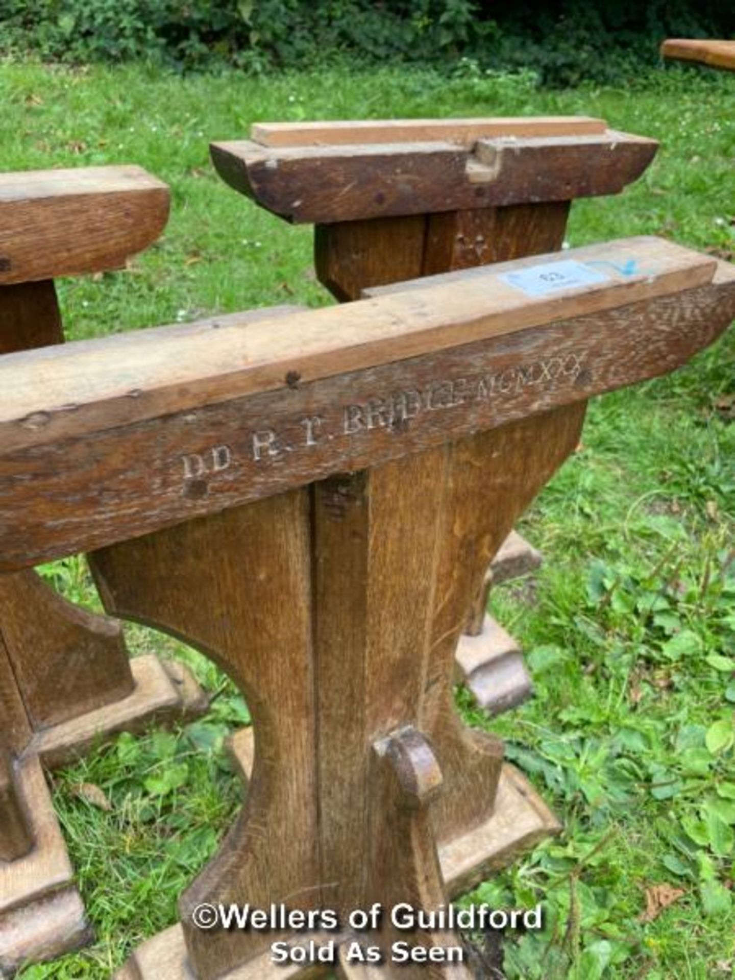*SET OF THREE OAK REFECTORY TABLE BASES - 69CM H X 56CM W - POSSIBLY MATCHES THE TABLE TOP IN LOT 67 - Image 2 of 2