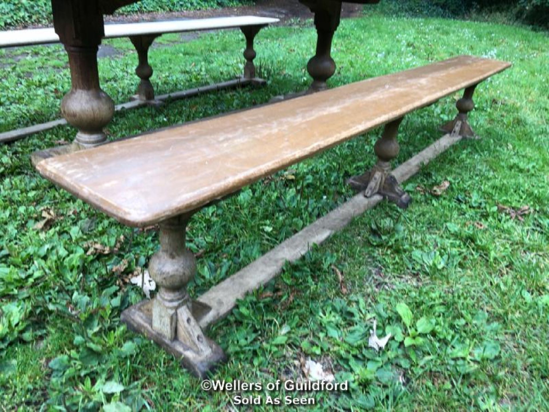 *REFECTORY TABLE WITH 2 SIMILAR BENCH'S - TABLE 2.43M L X 74CM W X 78CM H - Image 4 of 4