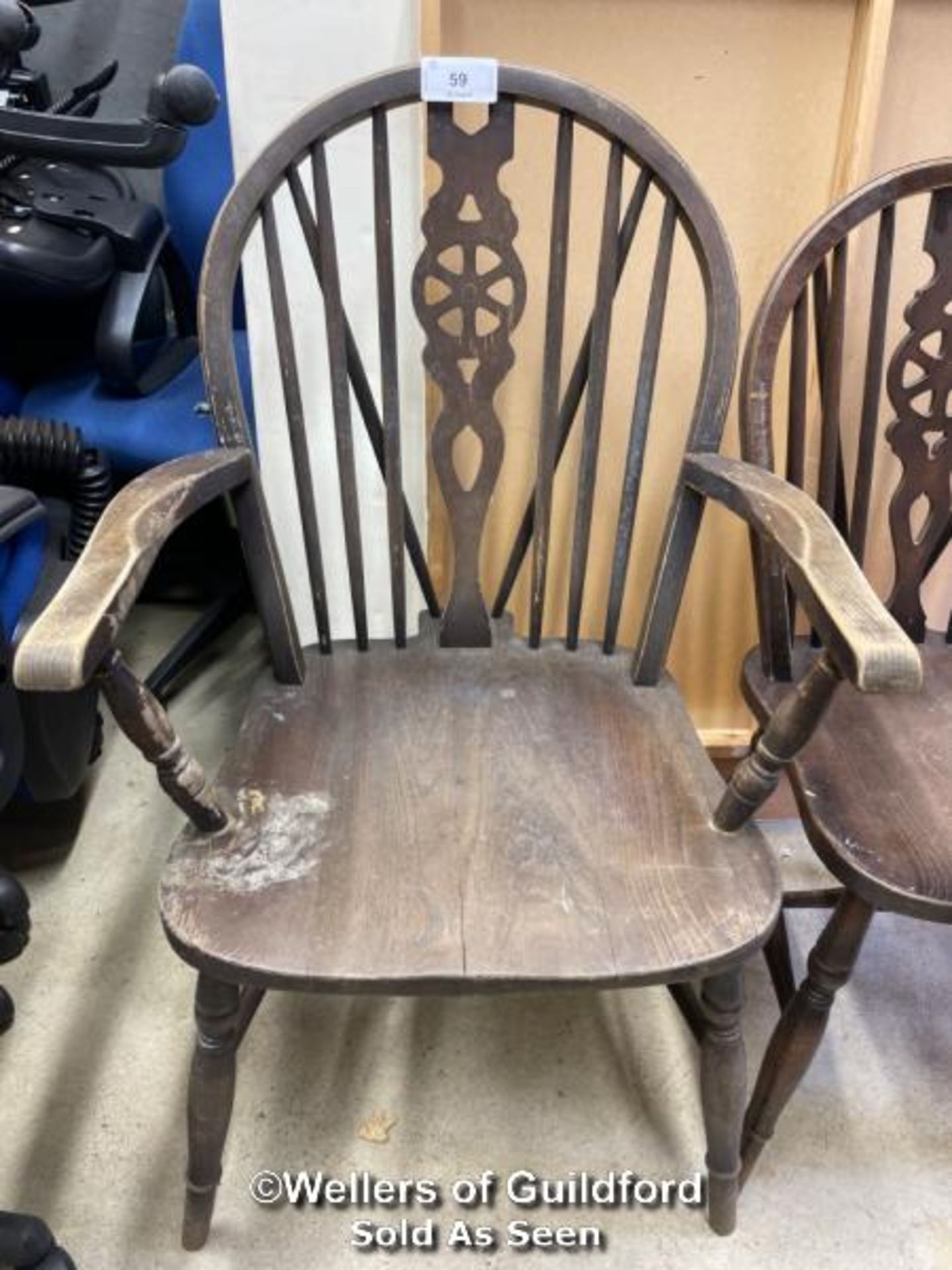 *X3 WINDSOR BACK CHAIRS, LARGEST 95CM H X 57CM W X 50CM D - Image 3 of 4