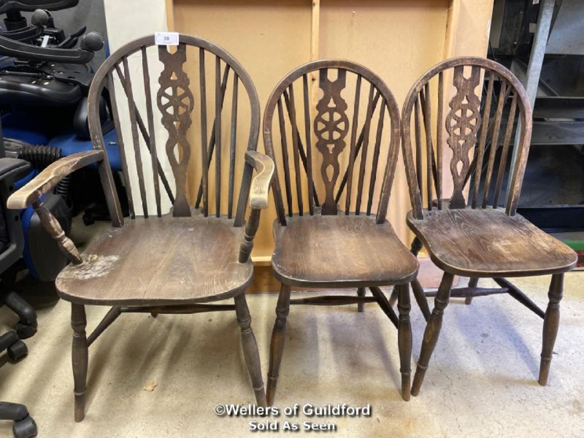 *X3 WINDSOR BACK CHAIRS, LARGEST 95CM H X 57CM W X 50CM D - Image 2 of 4