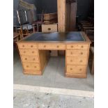 *PEDESTAL DESK WITH LEATHER INSERT, BY C. HINDLEY & SONS, 164 OXFORD ST, LONDON