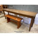 *BENCH AND TABLE - TABLE 81CM H X 221CM L X 50CM D