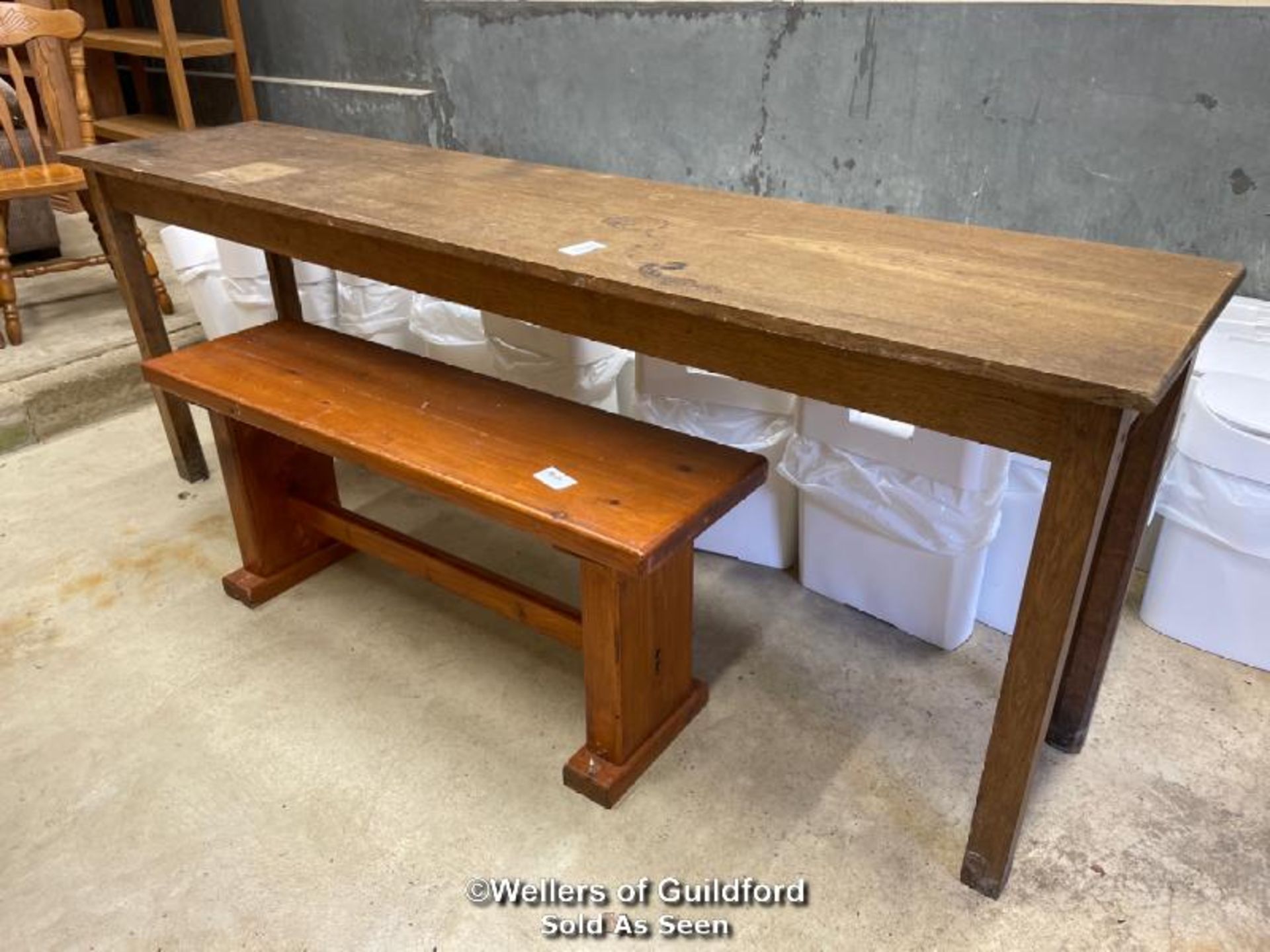 *BENCH AND TABLE - TABLE 81CM H X 221CM L X 50CM D