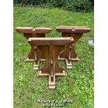 *SET OF THREE OAK REFECTORY TABLE BASES - 69CM H X 56CM W - POSSIBLY MATCHES THE TABLE TOP IN LOT 67