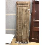 *OAK 2 PANNEL DOOR WITH LARGE GOTHIC HINGES AND HANDLE - 62.5CM W X 204.5CM H