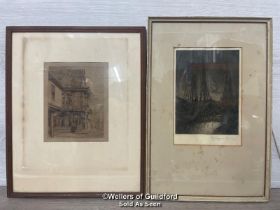 TWO ANTIQUE FRAMED PRINTS SIGNED INDISTINCTLY "GOOSEY?" AND "HOOPER?", 15 X 19CM & 15.5 X 23CM