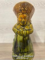 LARGE TOBY JUG VASE OF A LADY WITH IN GREEN SKIRT, 9" HIGH