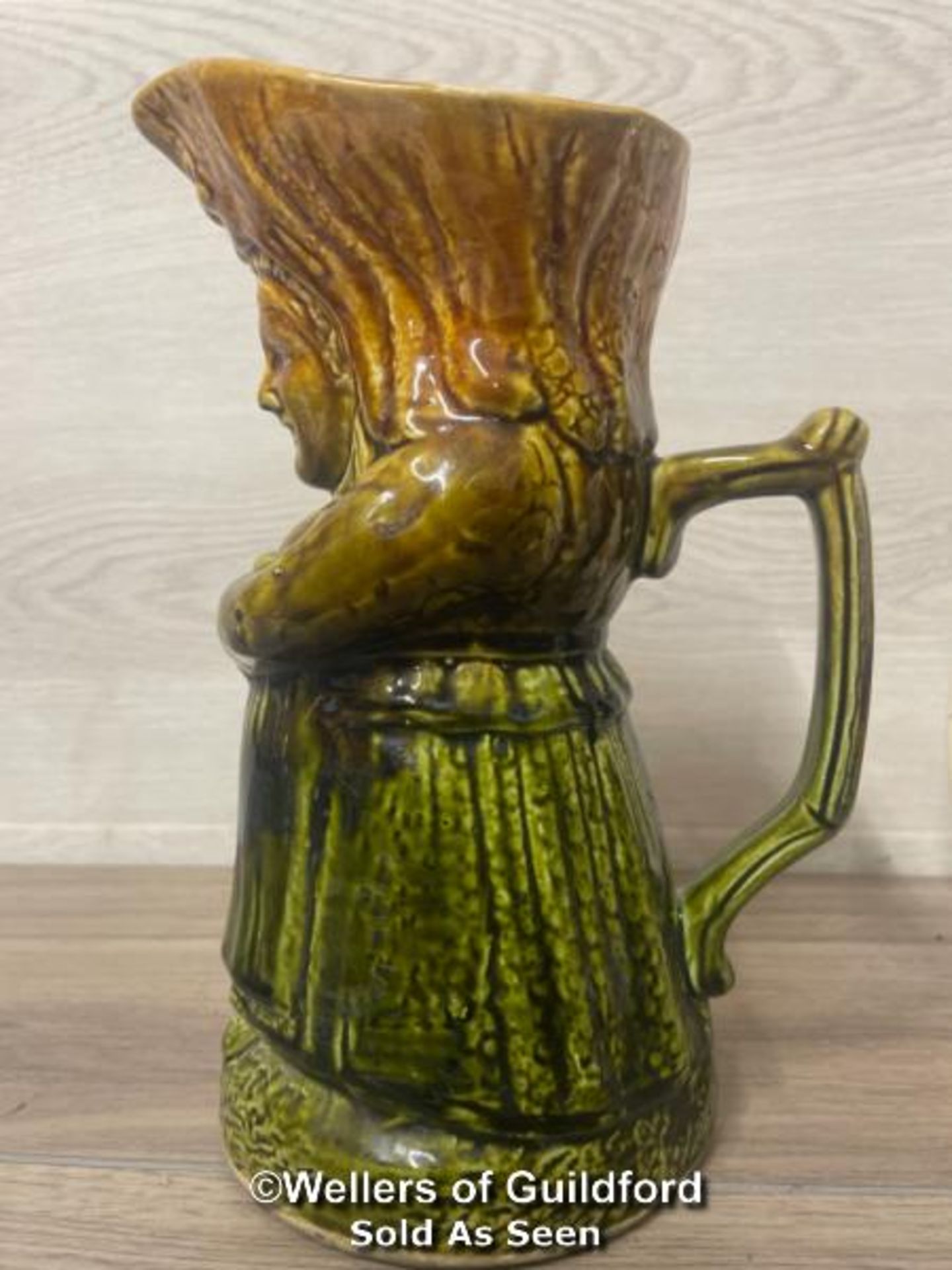 LARGE TOBY JUG VASE OF A LADY WITH IN GREEN SKIRT, 9" HIGH - Image 2 of 4