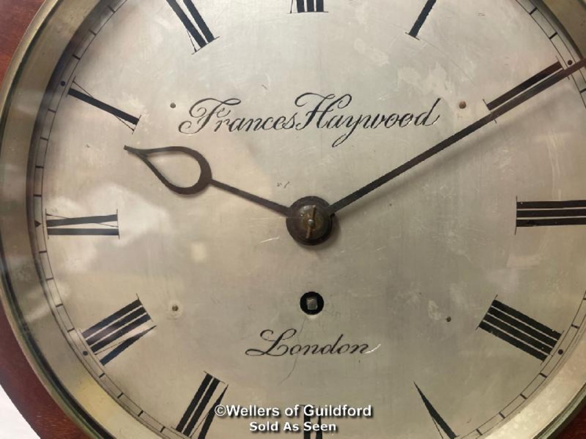 *ANTIQUE MAHOGANY SINGLE FUSEE MANTEL CLOCK BY FRANCES HAYWOOD LONDON, IN NEED OF RESTORATION, - Image 2 of 10