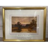 *ATTRIBUTED TO DAVID COX SNR (1783-1859) 'HADDON HALL AT SUNSET' FRAMED WATERCOLOUR 27 X 17.5CM,