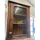 VICTORIAN WALL HANGING DISPLAY CABINET WITH ORIGINAL GLASS AND WORKING LOCK & KEY, 60 X 83 X 27CM