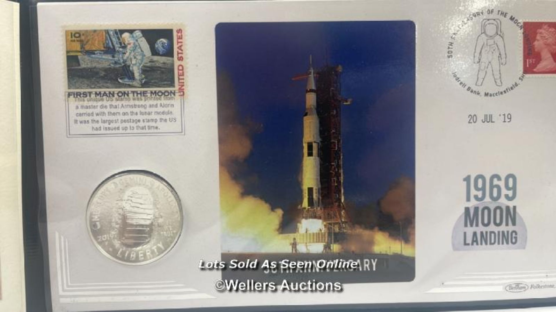 HARRINGTON & BYRNE 2019 50TH ANNIVERSARY OF THE MOON LANDING SILVER PROOF $1 COIN AND MOON LANDING - Image 2 of 8