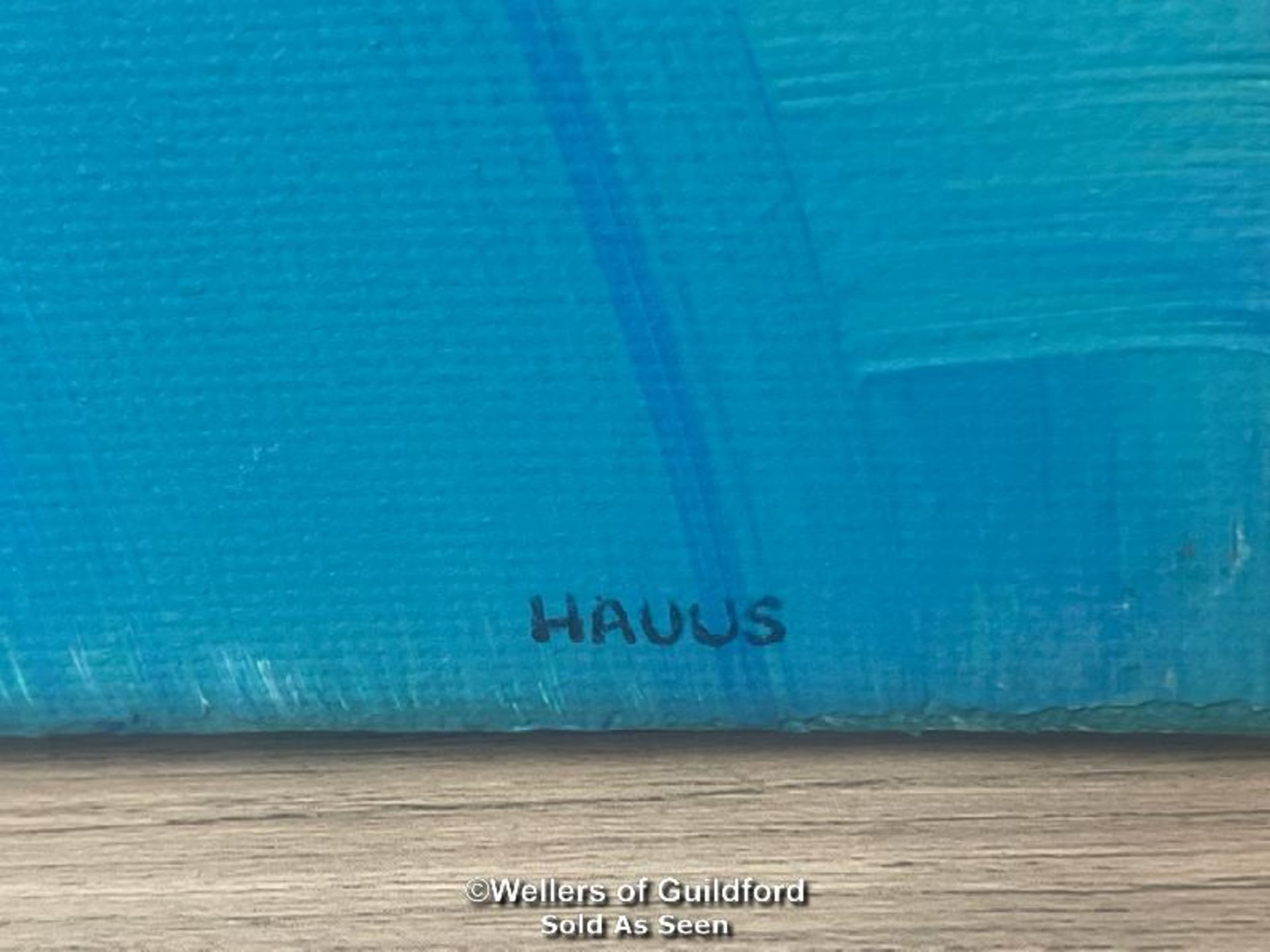 TWO ABSTRACT PAINTINGS, ACRYLIC ON CANVAS SIGNED "HAUUS", 50 X 39.5CM - Image 5 of 5