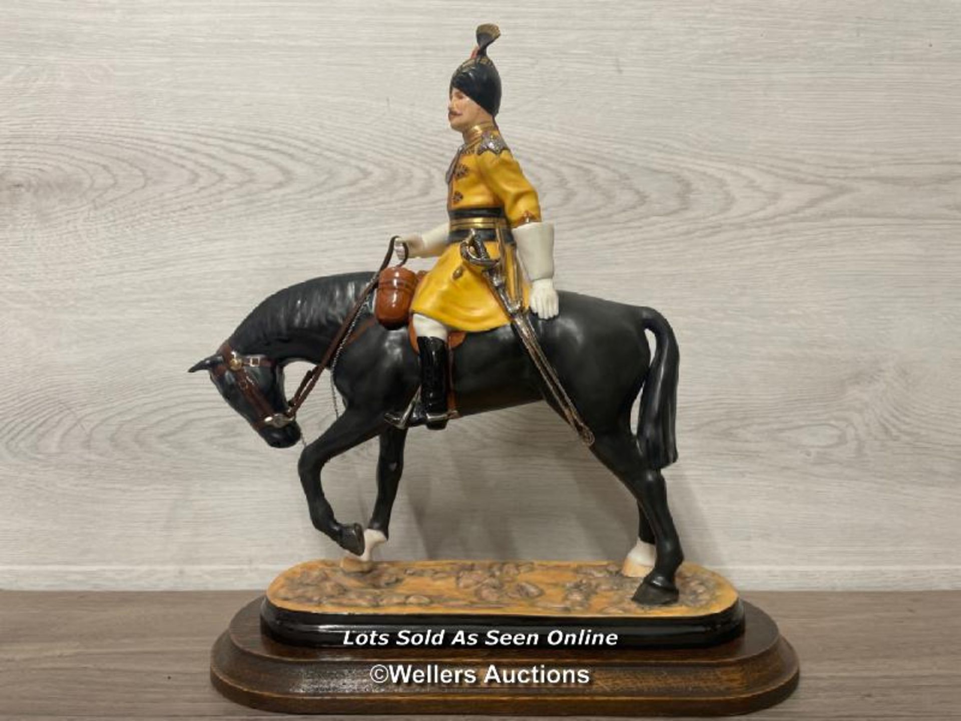 MICHAEL J SUTTY HAND PAINTED PORCELAIN FIGURE, SKINNERS HORSE, OFFICER 1911, MODEL NO.5 LIMITED