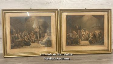 *TWO FRAMED AND GLAZED LITHOGRAPHS BY WINCKELMANN & SONNER BERLIN, "SUNDAY NIGHT IN A CABIN" AND "