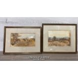 BRIAN WHITMORE (FL.1871 - 1897), TWO FRAMED WATERCOLOUR LANDSCAPES SIGNED B.WHITMORE,. 25 X 14CM &