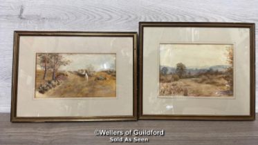 BRIAN WHITMORE (FL.1871 - 1897), TWO FRAMED WATERCOLOUR LANDSCAPES SIGNED B.WHITMORE,. 25 X 14CM &