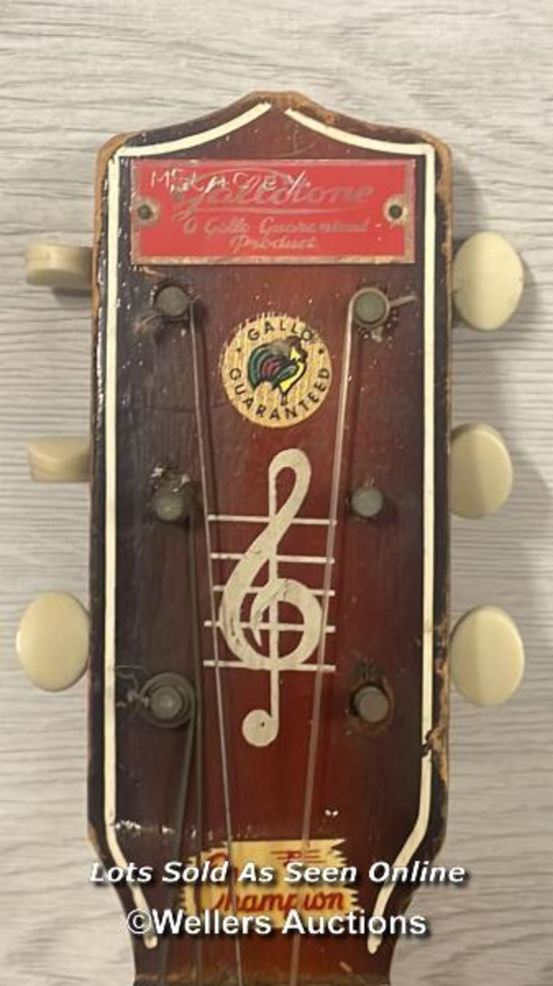 GALLOTONE CHAMPION 3/4 SIZE (MID-1950S) SIX STRING GUITAR MADE BY THE GALLO COMPANY OF SOUTH AFRICA. - Image 3 of 6