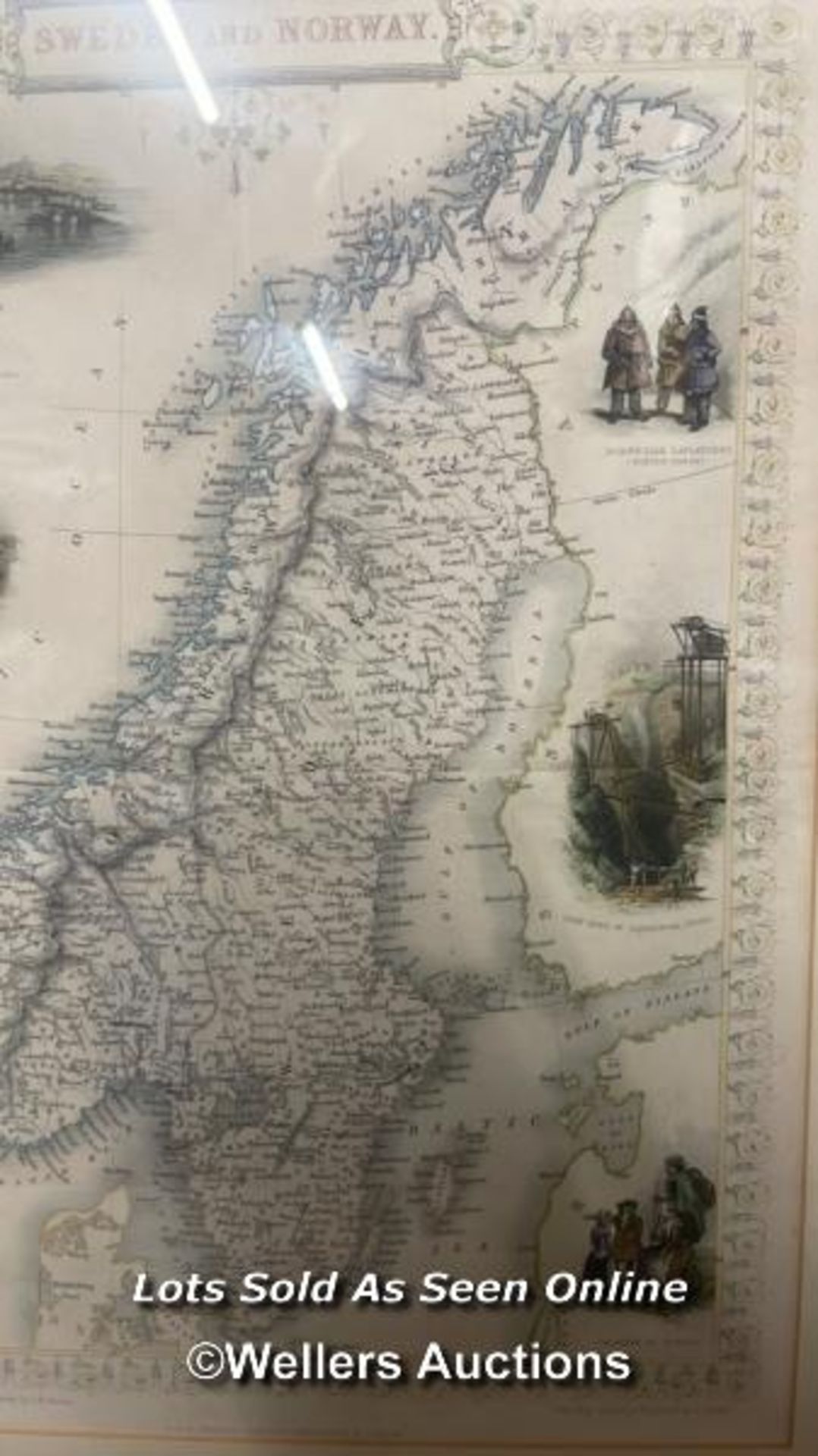 *FRAMED MAP OF SWEDEN & NORWAY, ILLUSTRATED BY MERCHANT AND ENGRAVED BY J.H.KERNOT, 25 X 35CM AND AN - Bild 3 aus 10