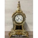 *ANTIQUE FRENCH BOULLE CLOCK RARE MOTHER OF PEARL BERGER PARIS / WITH KEY, 42CM HIGH