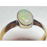OPAL RING ON HALLMARKED 22CT GOLD BAND, LONDON 1876, WEIGHT 2.3G, RING SIZE O