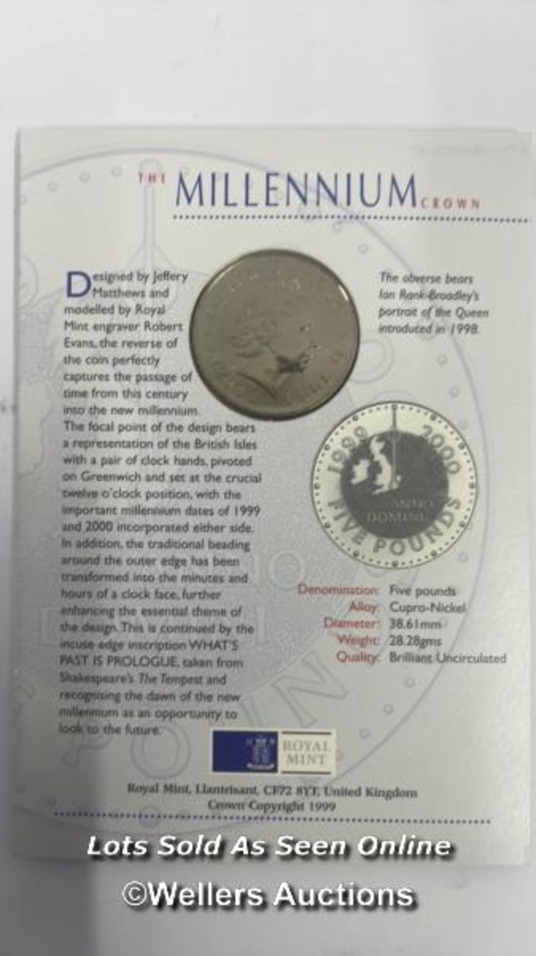 THE ROYAL MINT TITANIC SILVER PROOF £5 COIN NO.0642 AND ROYAL MINT MILLENIUM £5 COIN - Image 8 of 8