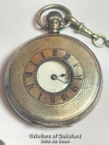 WALTHAM U.S.A STERLING SILVER CASED HALF HUNTER POCKET WATCH, WITH CHAIN & FOB, NO. 24039244/7291,