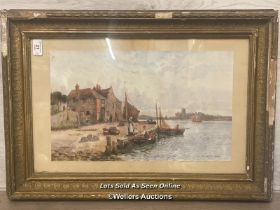 *VINTAGE STUART LLOYD PRINT OF A HARBOUR SCENE IN A LARGE OLD FRAME, 45 X 28CM