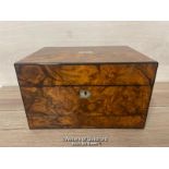 *FINE VICTORIAN BURR WALNUT JEWELLERY BOX / WITH KEY & SECTRET DRAWERS, VERY GOOD COSMETIC