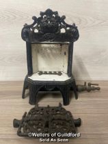 *ANTIQUE WELSBACH KERN CAST IRON GAS FIRE BURNER HEATER C1900, 32CM HIGH