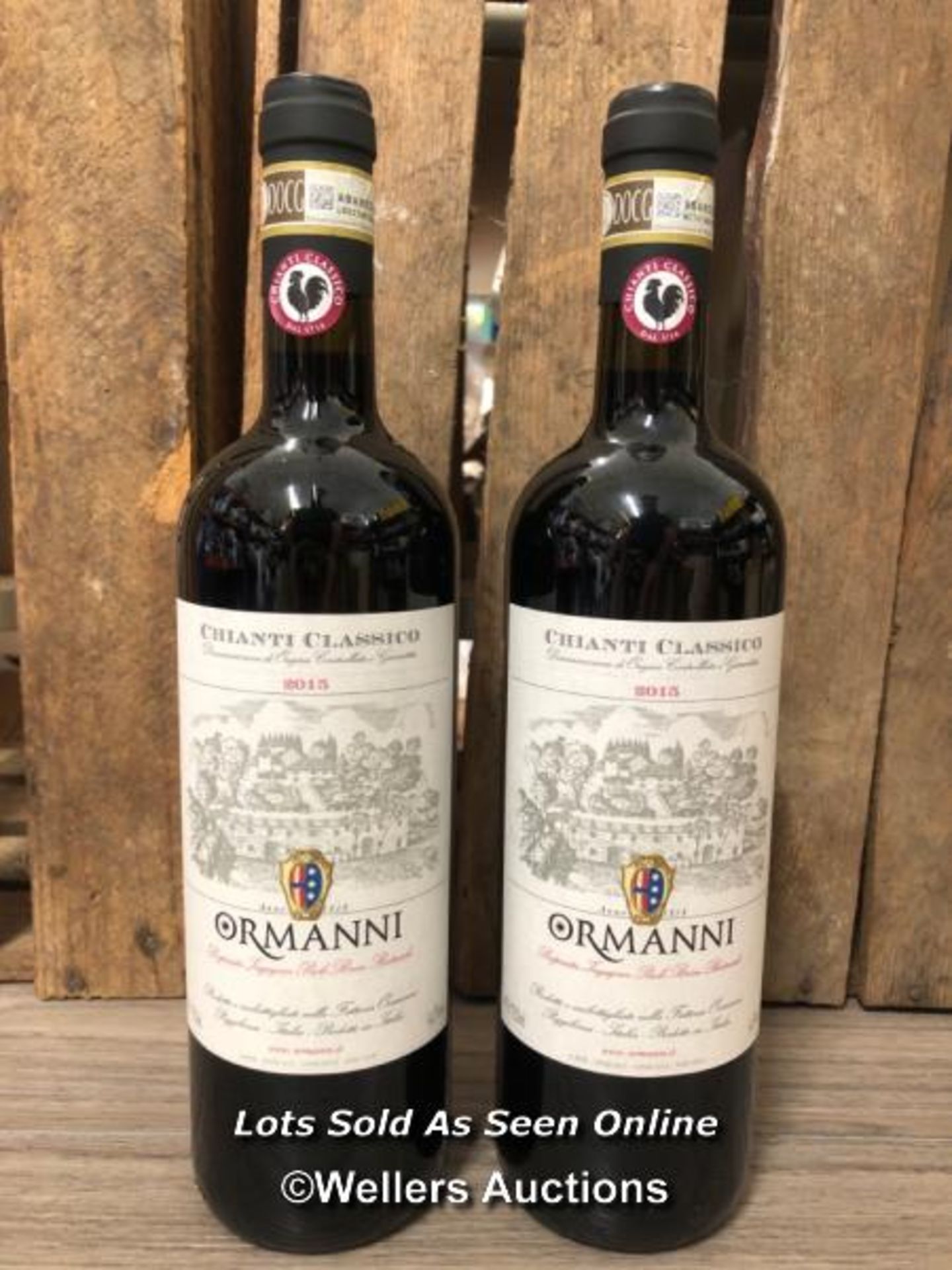 TWO BOTTLES OF 2015 ORMANNI CHIANTI, 750ML, 14.5% VOL