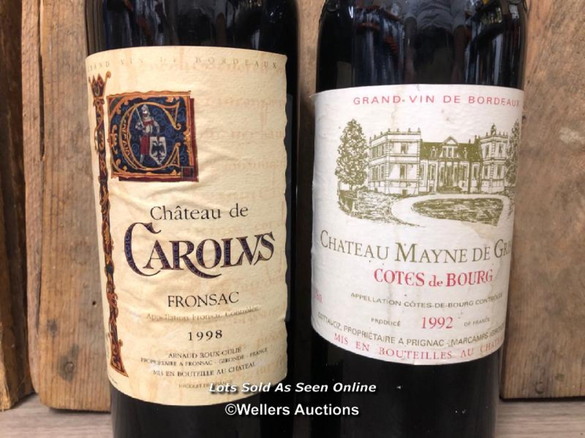 1998 CHATEAU DE CAROLVS FRONSAC, 750ML, 13% VOL & 1992 CHATEAU MAYNE DE GRISSAC, COTES DE BOURG, - Image 2 of 3