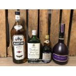 FOUR BOTTLES OF ASSORTED ALCOHOL INCL. MARTINI BIANCO, GORDON'S GIN, PHILLIPS OF BRISTOL LOVAGE &