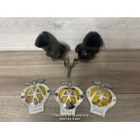 VINTAGE FIAM CAR HORN AND THREE AA CAR BADGES