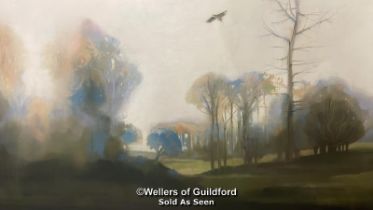 RICHARD EWEN (AMERICAN, 1928 - 2009) "AUTUMN IN WILTSHIRE" , OIL ON CANVAS SIGNED "EWEN 1981" ,