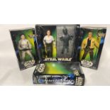 Three Star Wars Action Collection 12" figures, Han Solo with Carbonite, Princess Leia and Luke