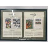 Framed European Football stamp collection 1st day covers with coins