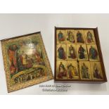 Rare Victorian wooden block set "Sovereigns of England", 36 piece set of coloured illustrations