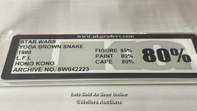 Star Wars vintage Yoda (brown snake variant) 3 3/4" figure, HK, 1980, UKG graded 80% figure 80, - Image 3 of 7